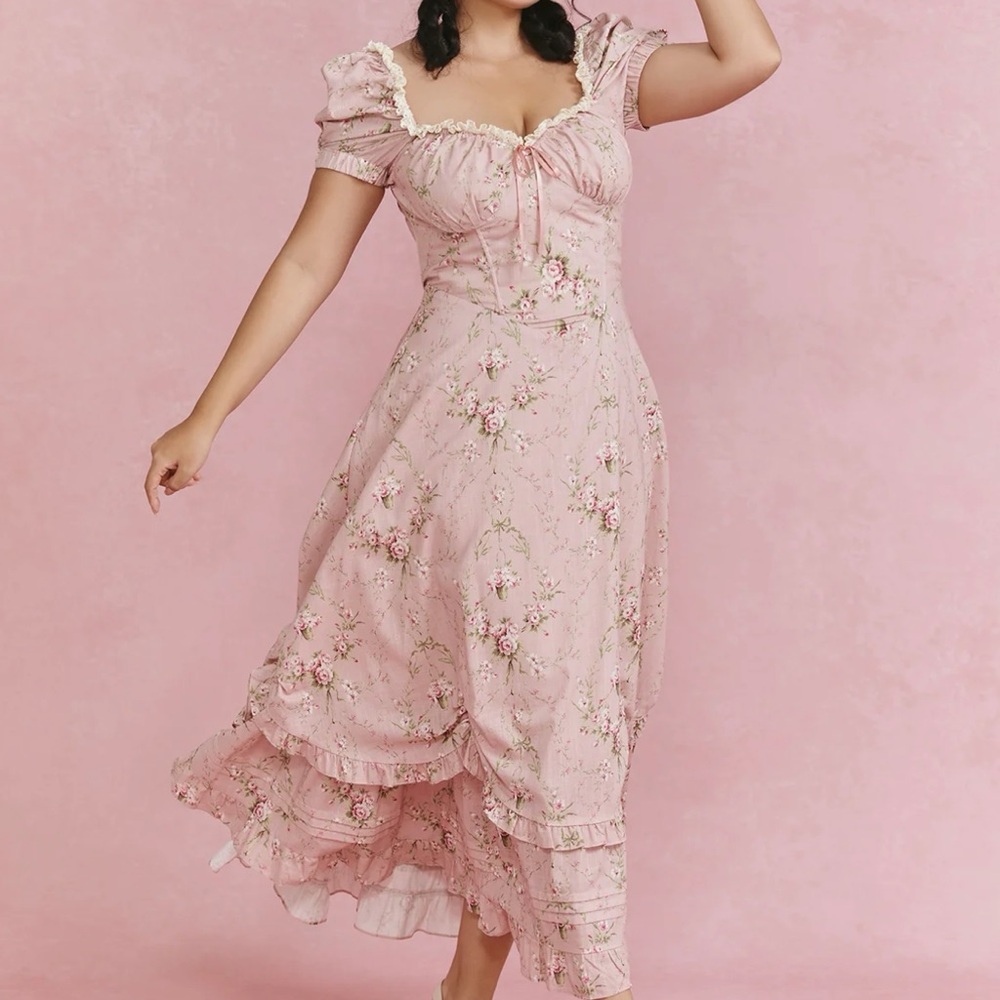 NWOT Lacemade Pink Roses Rosa Rubus Story Corset Dress Size 3XL - Picture 7 of 16